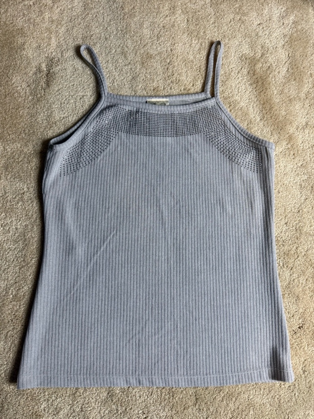 Vocal Light Gray Ribbed Knit Tank Top size M